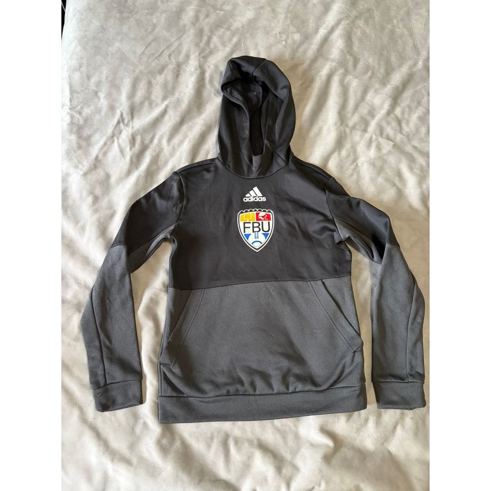 Adidas FBU Football University Hoodie Black Grey Mens XS Athletic Sweatshirt